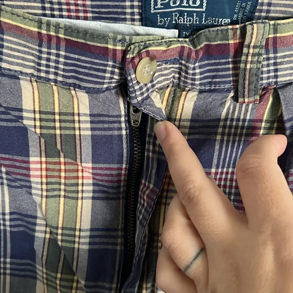 Polo By Ralph Lauren Madras Shorts Plaid Bleeker Fit Golf Vintage Men 34